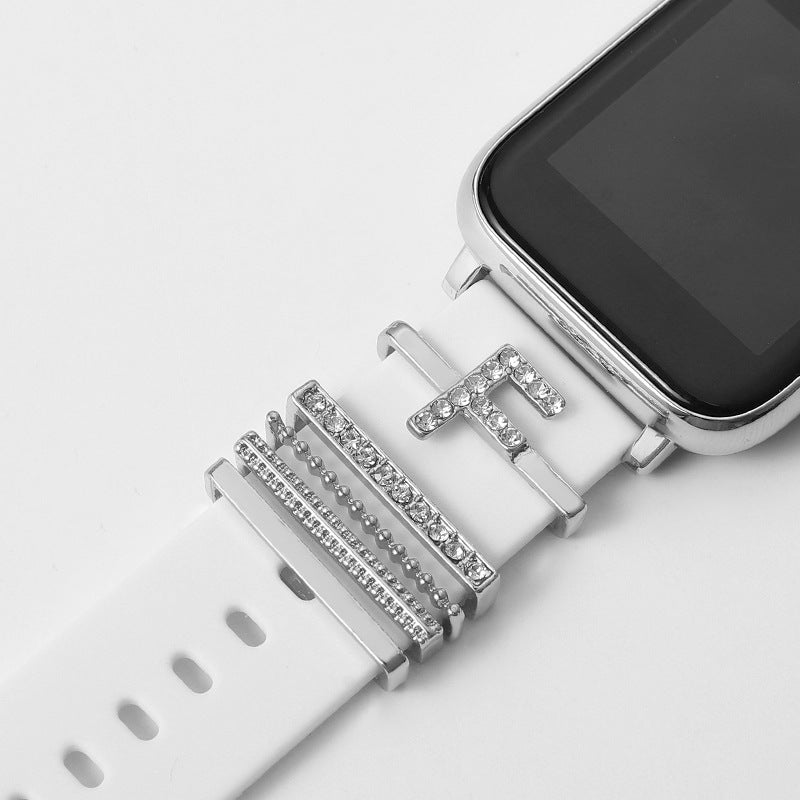Customizable 26-Letter Diamond Silicone & Alloy Strap Bracelet