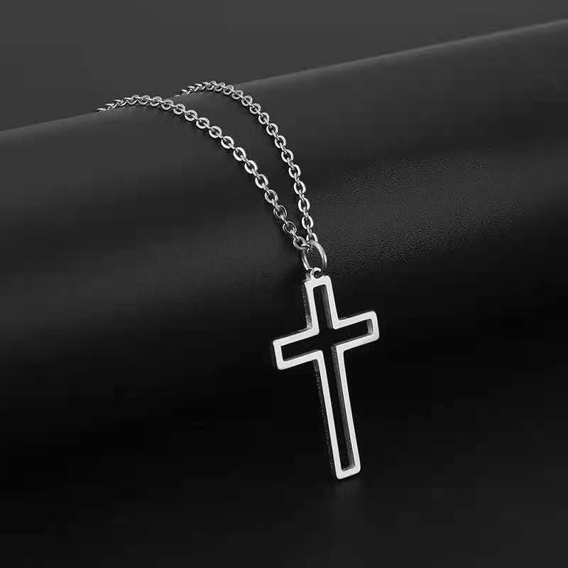 Trendy Titanium Steel Cross Necklace for Men and Women – Hip Hop Style