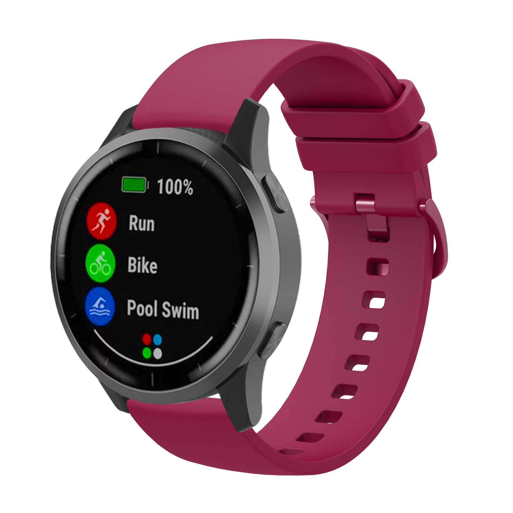 Universal Flat Silicone Watch Strap – Matching Color Buckle