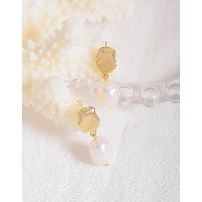 S925 Sterling Silver Stud Earrings – INS Simple Fashion Baroque for Women