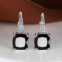 Square Zircon Inlaid Ear Hook – Korean Style Fashion, Versatile Design