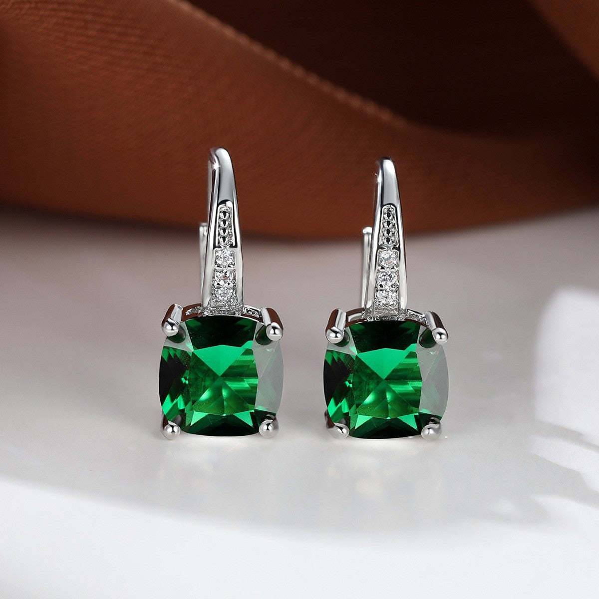 Square Zircon Inlaid Ear Hook – Korean Style Fashion, Versatile Design