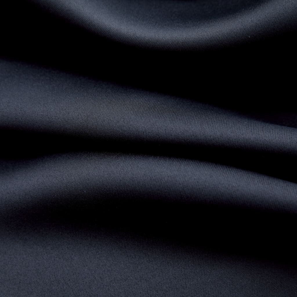 Blackout Curtains with Rings 2 pcs Black 37"x95" Fabric
