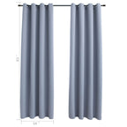 Blackout Curtains with Rings 2 pcs Gray 54"x63" Fabric