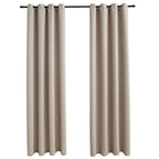 Blackout Curtains with Rings 2 pcs Beige 54"x95" Fabric