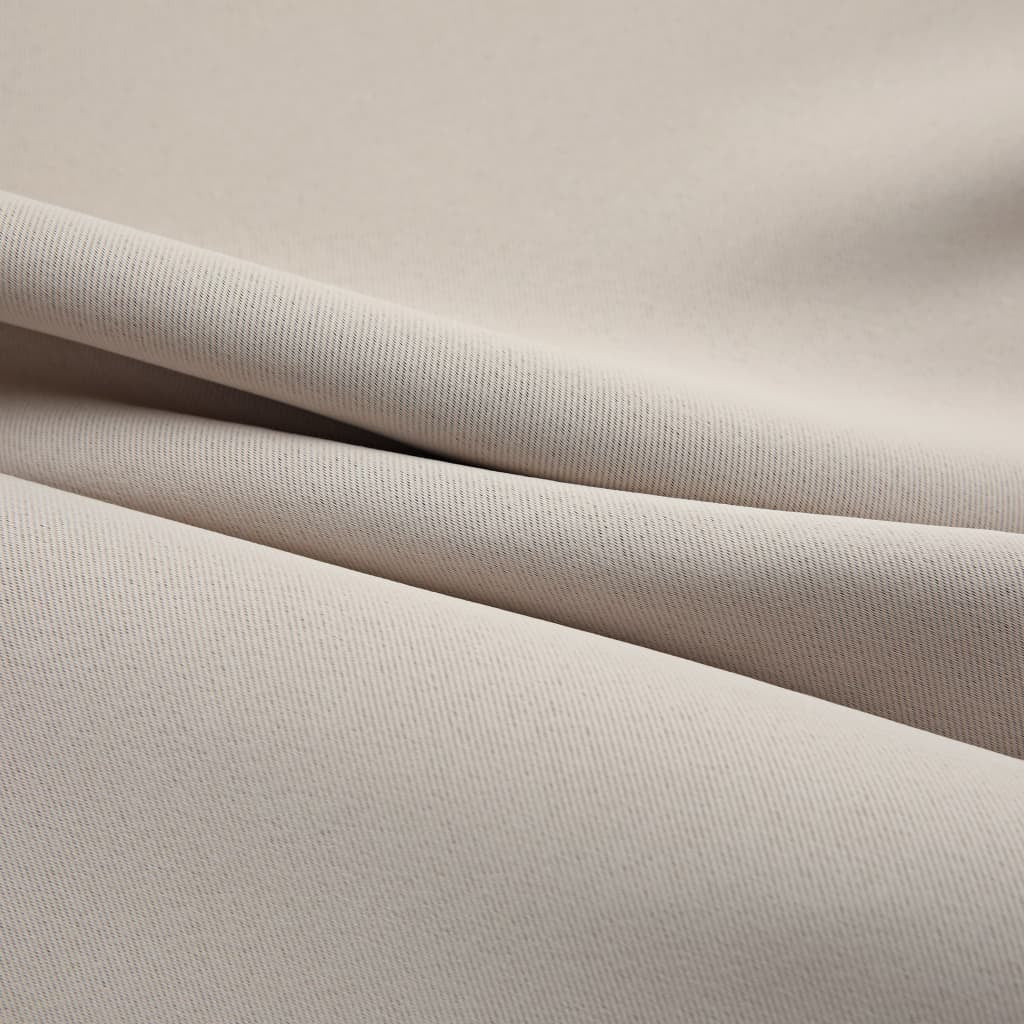 Blackout Curtains with Rings 2 pcs Beige 54"x95" Fabric