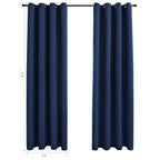 Blackout Curtains with Rings 2 pcs Navy Blue 54"x63" Fabric