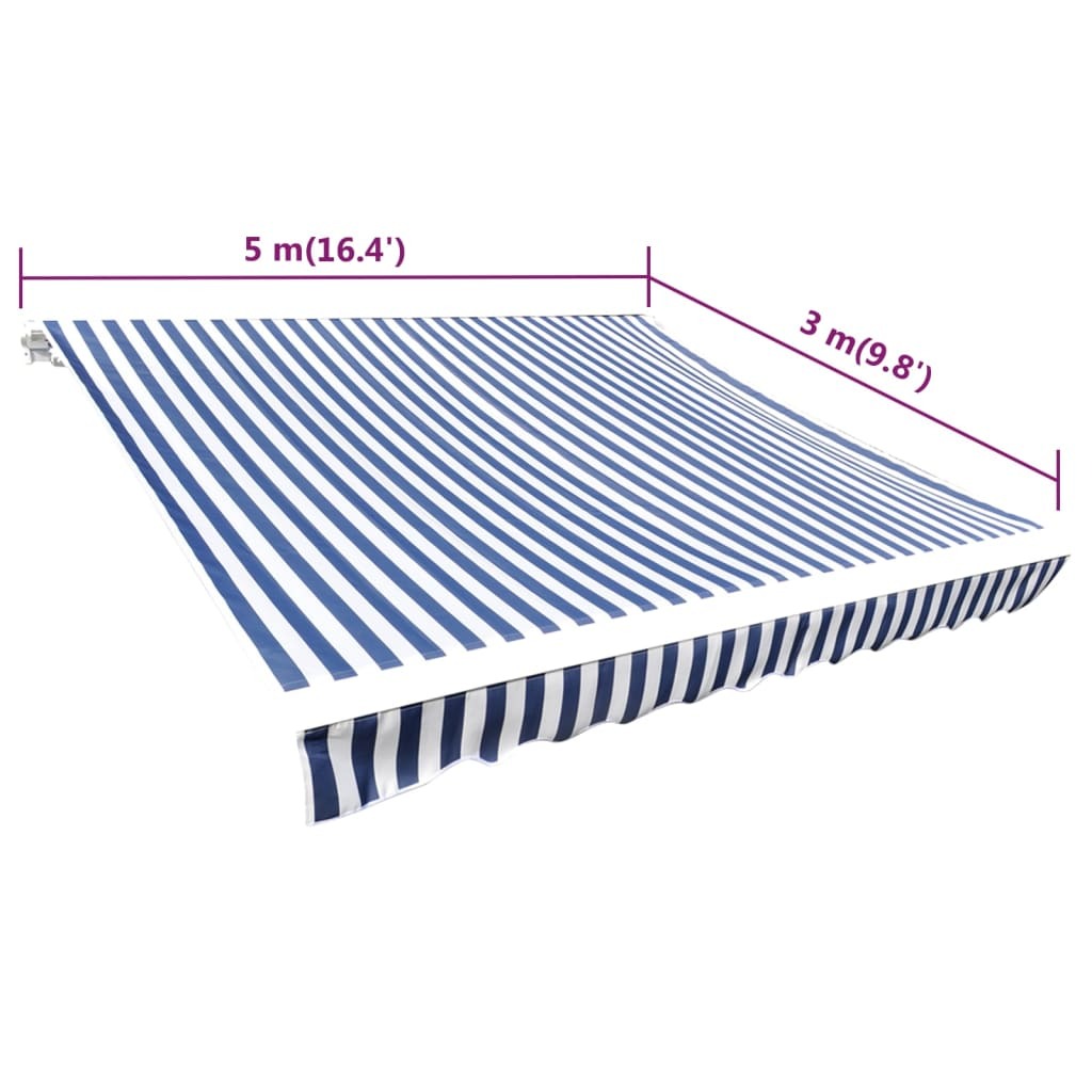 Awning Blue and white Polyester with PU coating 196.9 x 118.1 in