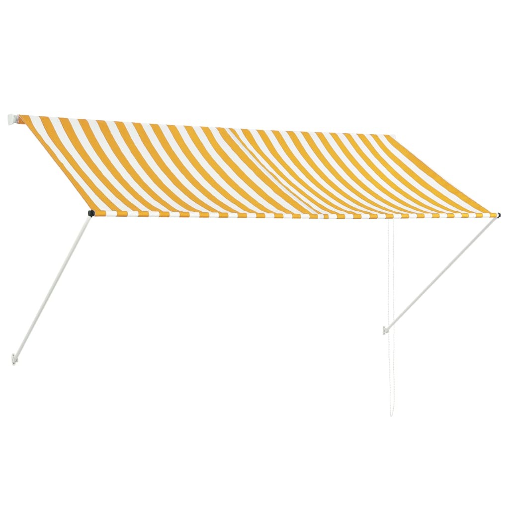 Awning Yellow and White Steel frame 98.4 x 59.1 in Retractable