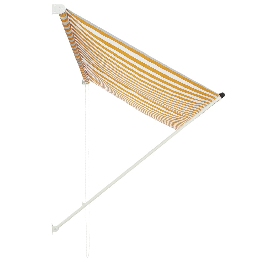 Awning Yellow and White Steel frame 98.4 x 59.1 in Retractable