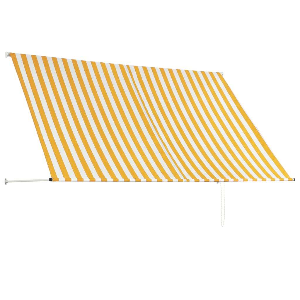 Awning Yellow and White Steel frame 98.4 x 59.1 in Retractable