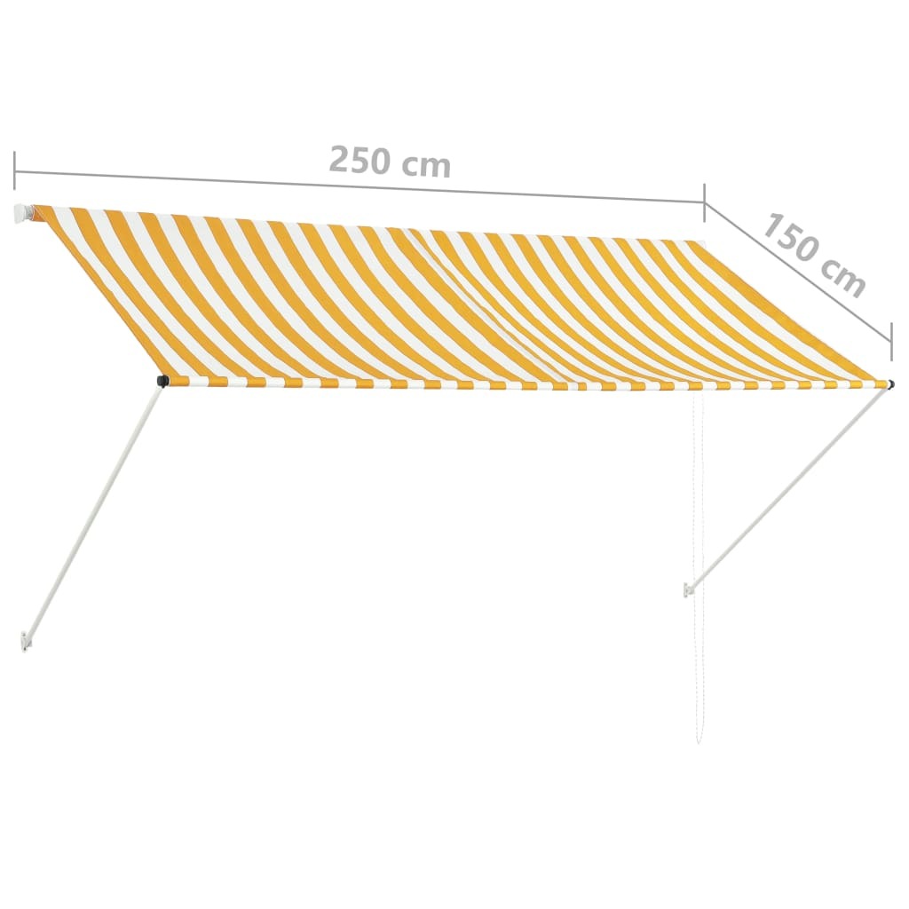 Awning Yellow and White Steel frame 98.4 x 59.1 in Retractable