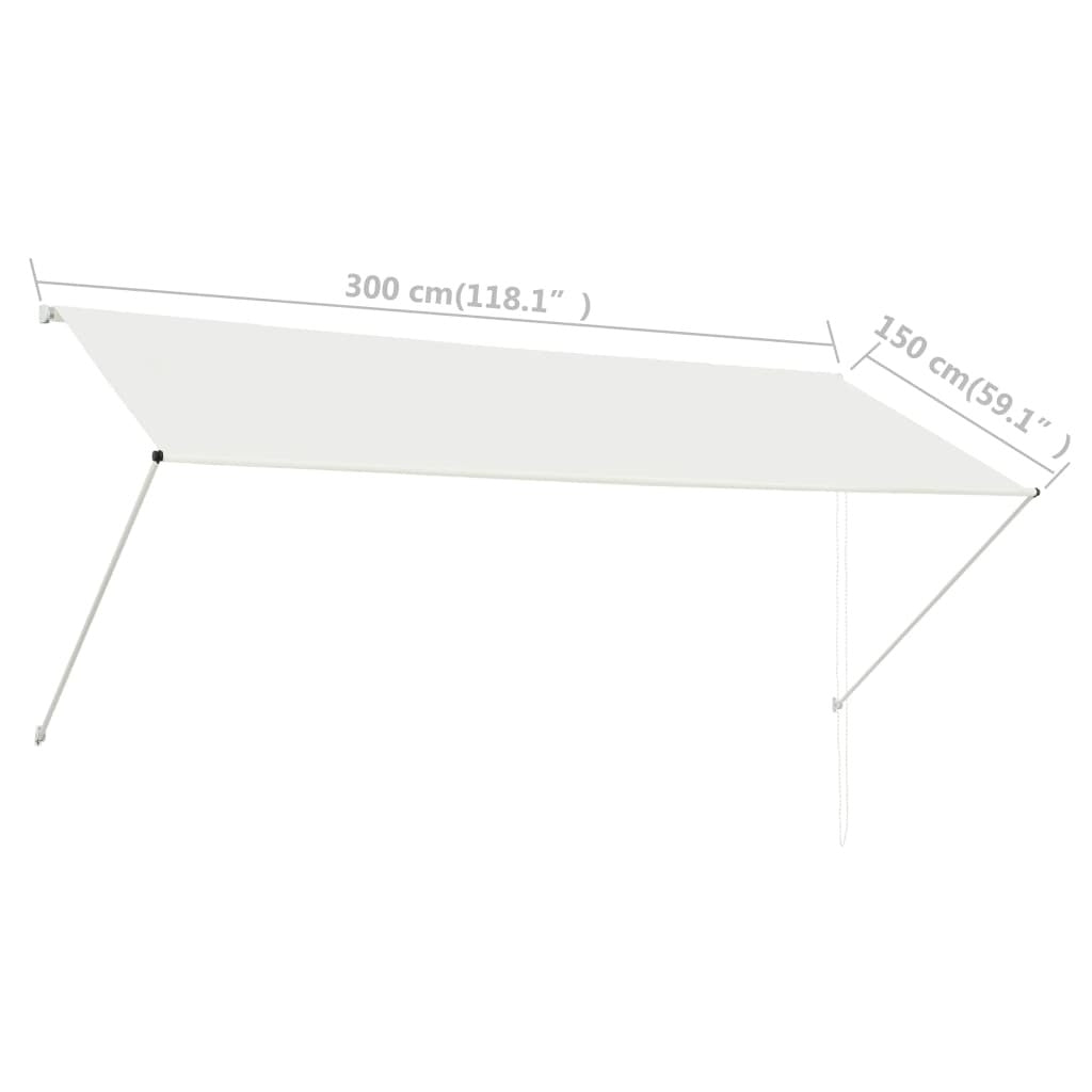 Awning Cream Steel frame and 100% polyester fabric with PA coating