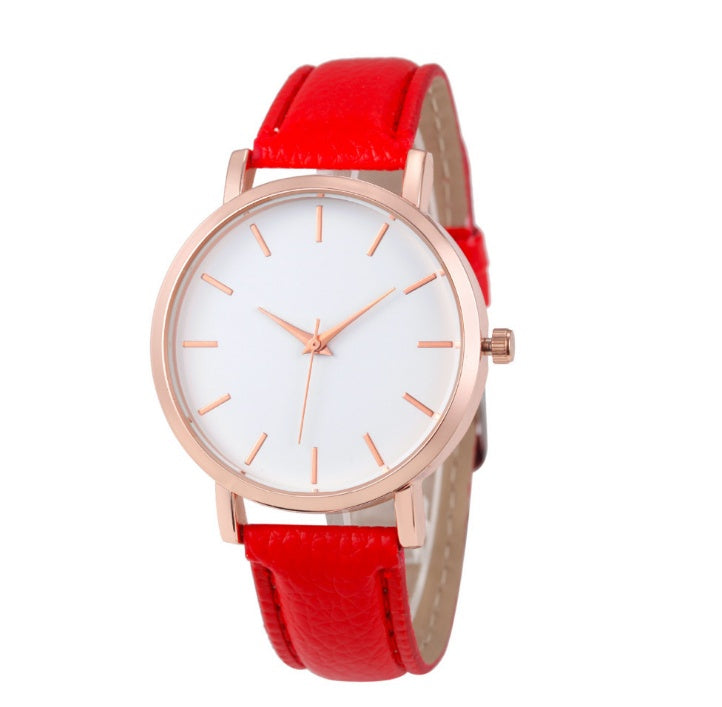 Classic Quartz Watch with Leather Belt Strap