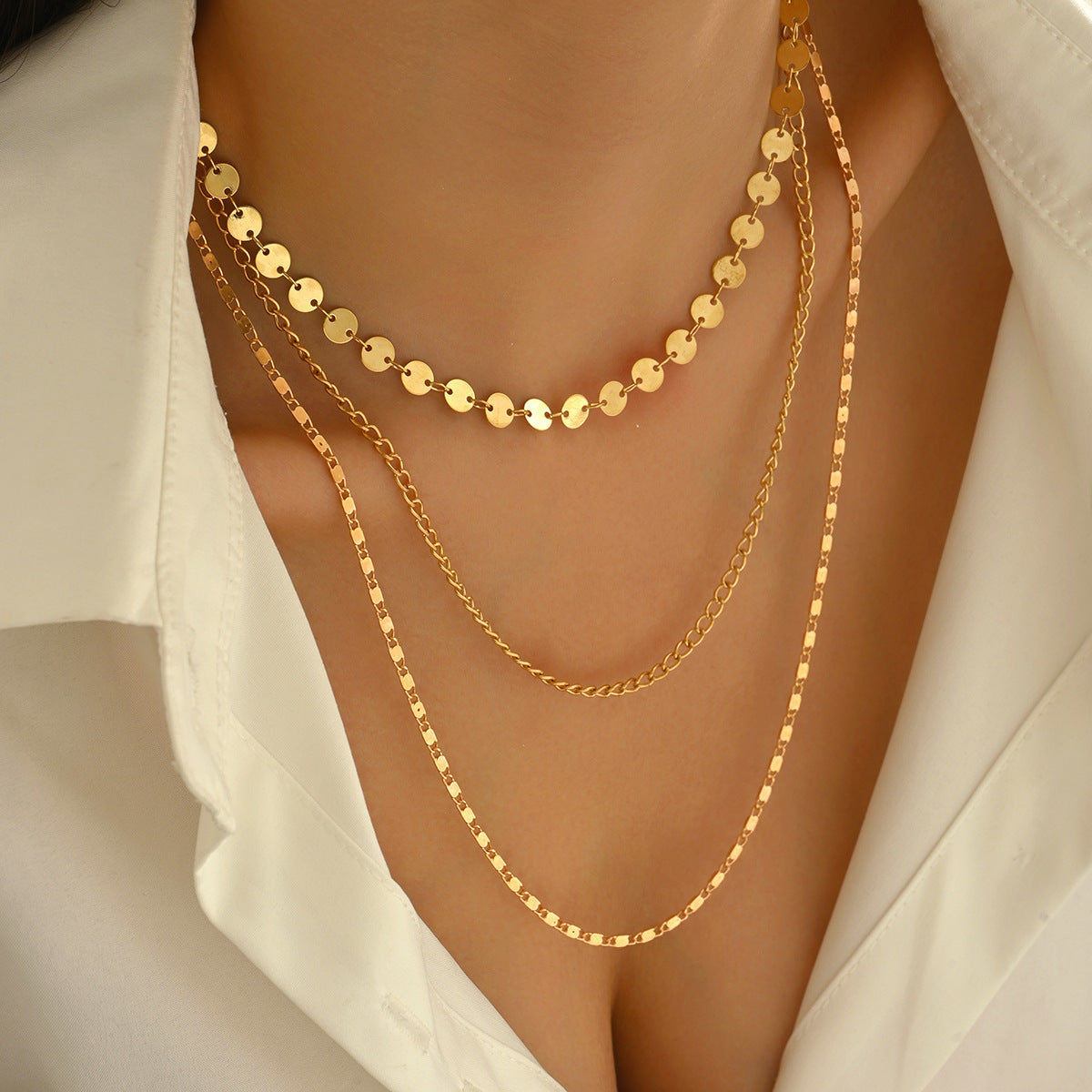 Ferrero-Inspired Double Hole Wafer Necklace Set – Matching Jewelry for Women