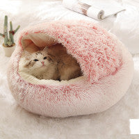 2-in-1 Dog & Cat Bed – Plush Round Winter Pet House, Soft & Warm