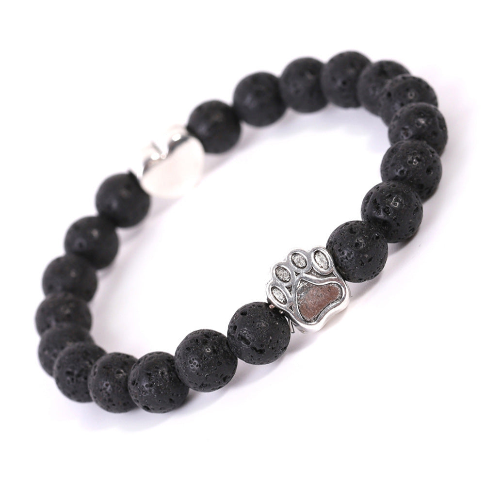 Tigereye & Indian Agate Dog Paw Bracelet with Heart Charm – Fashion Jewelry