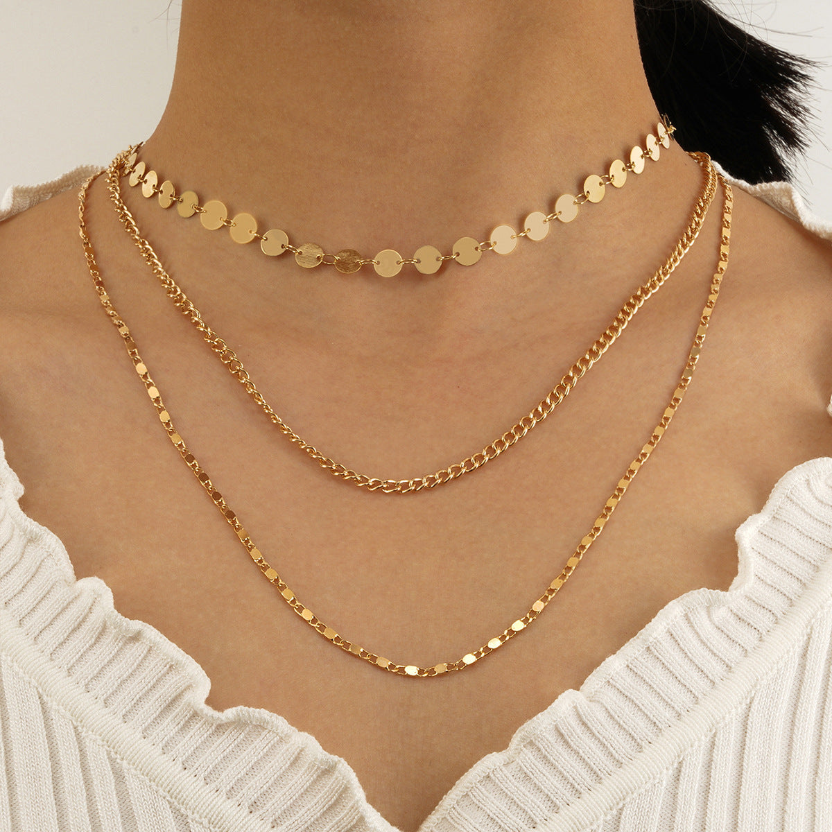 Ferrero-Inspired Double Hole Wafer Necklace Set – Matching Jewelry for Women