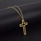 Trendy Titanium Steel Cross Necklace for Men and Women – Hip Hop Style