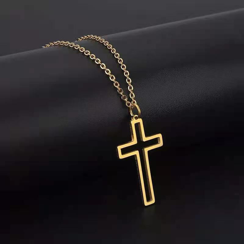 Trendy Titanium Steel Cross Necklace for Men and Women – Hip Hop Style
