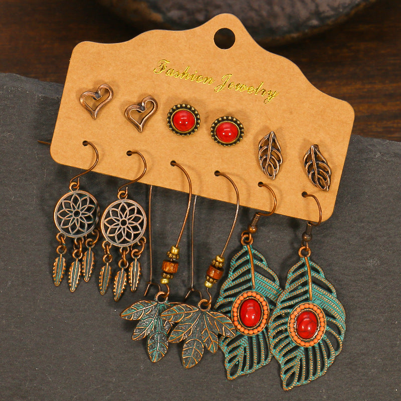 Bohemian Ethnic Water Drop Leaf Beaded Earrings Set for Women – Exquisite Fashion Jewelry