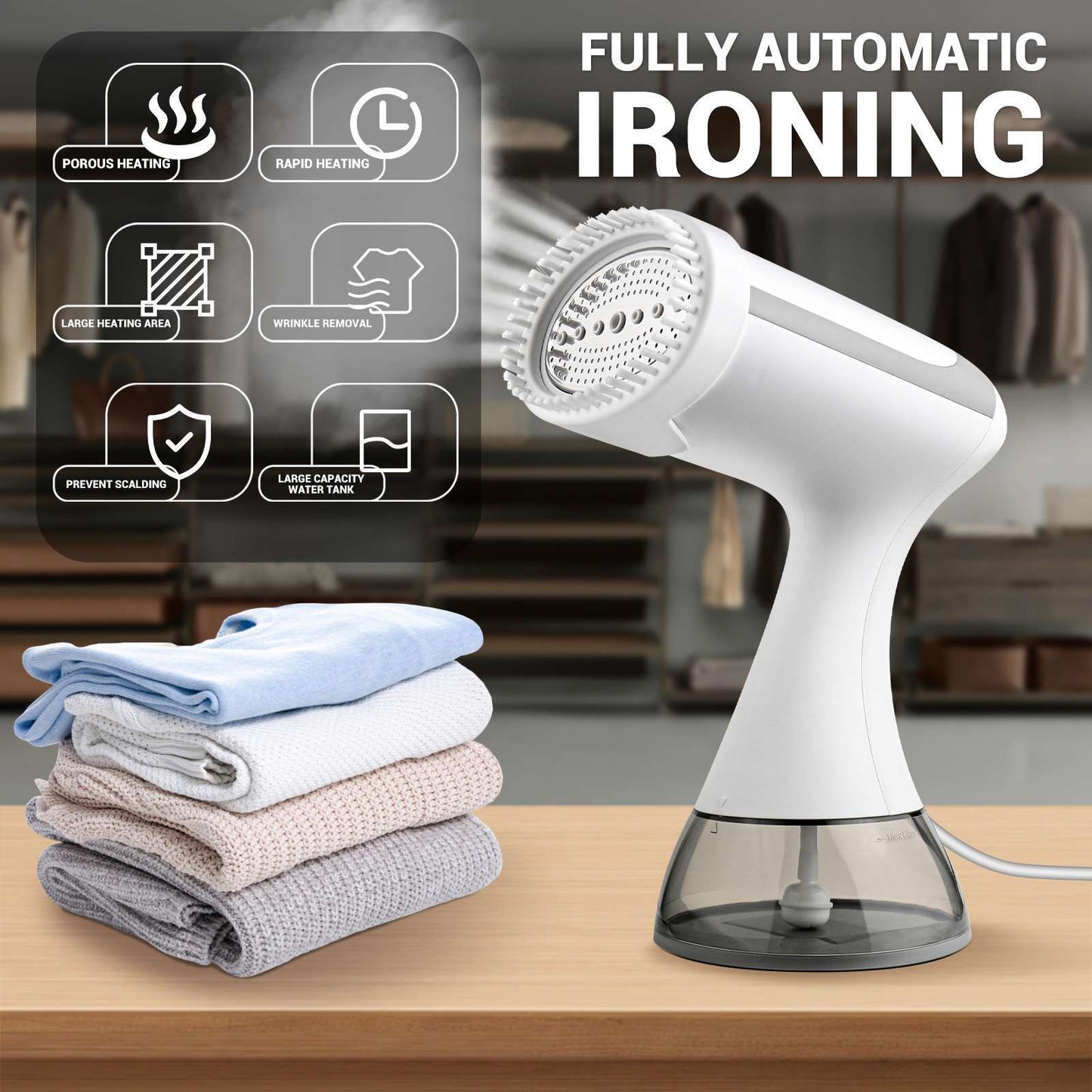 Compact Clothes Steamer Iron for Travel & Home