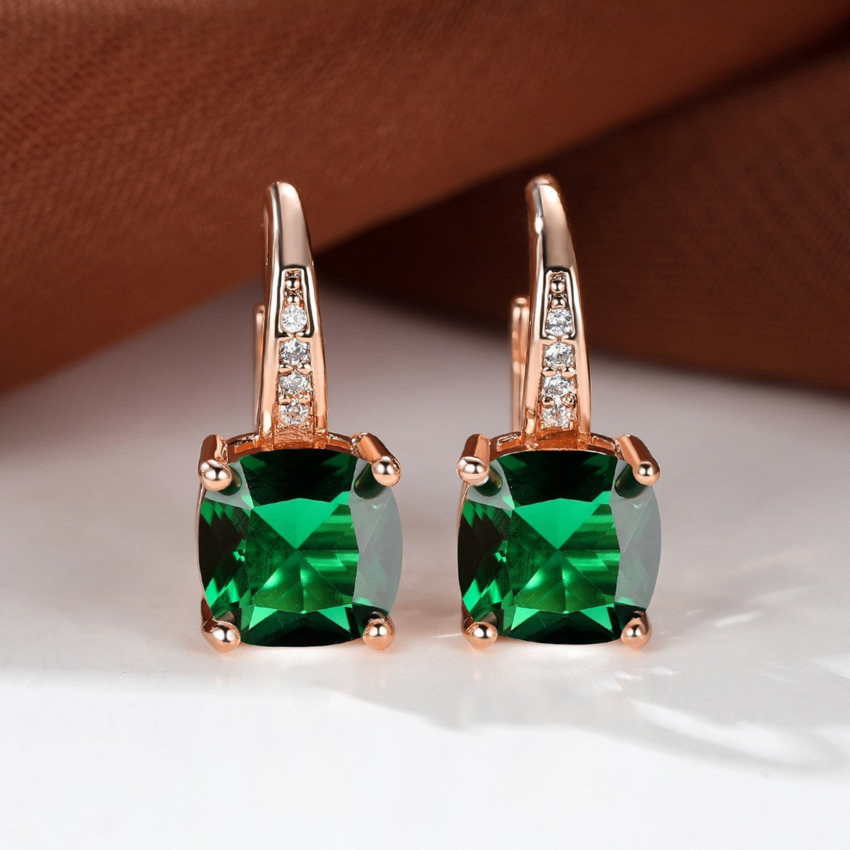 Square Zircon Inlaid Ear Hook – Korean Style Fashion, Versatile Design