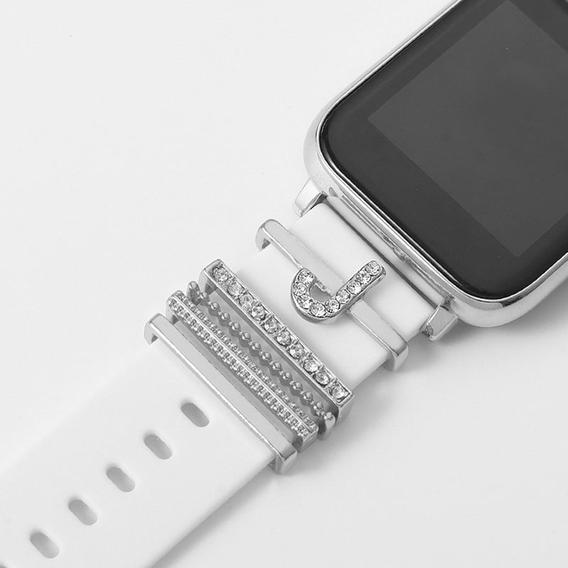 Customizable 26-Letter Diamond Silicone & Alloy Strap Bracelet