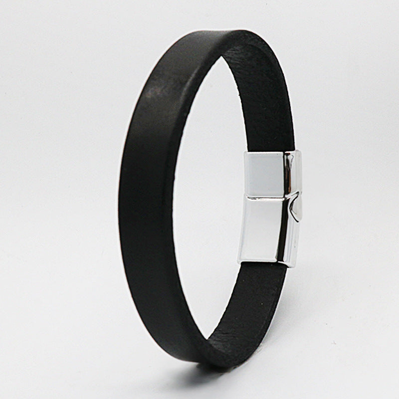 Retro Creative Leather Magnetic Snap Bracelet – Stylish Unisex Accessory