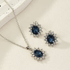 European & American Fashion Sunflower Zircon Earrings and Necklace Set