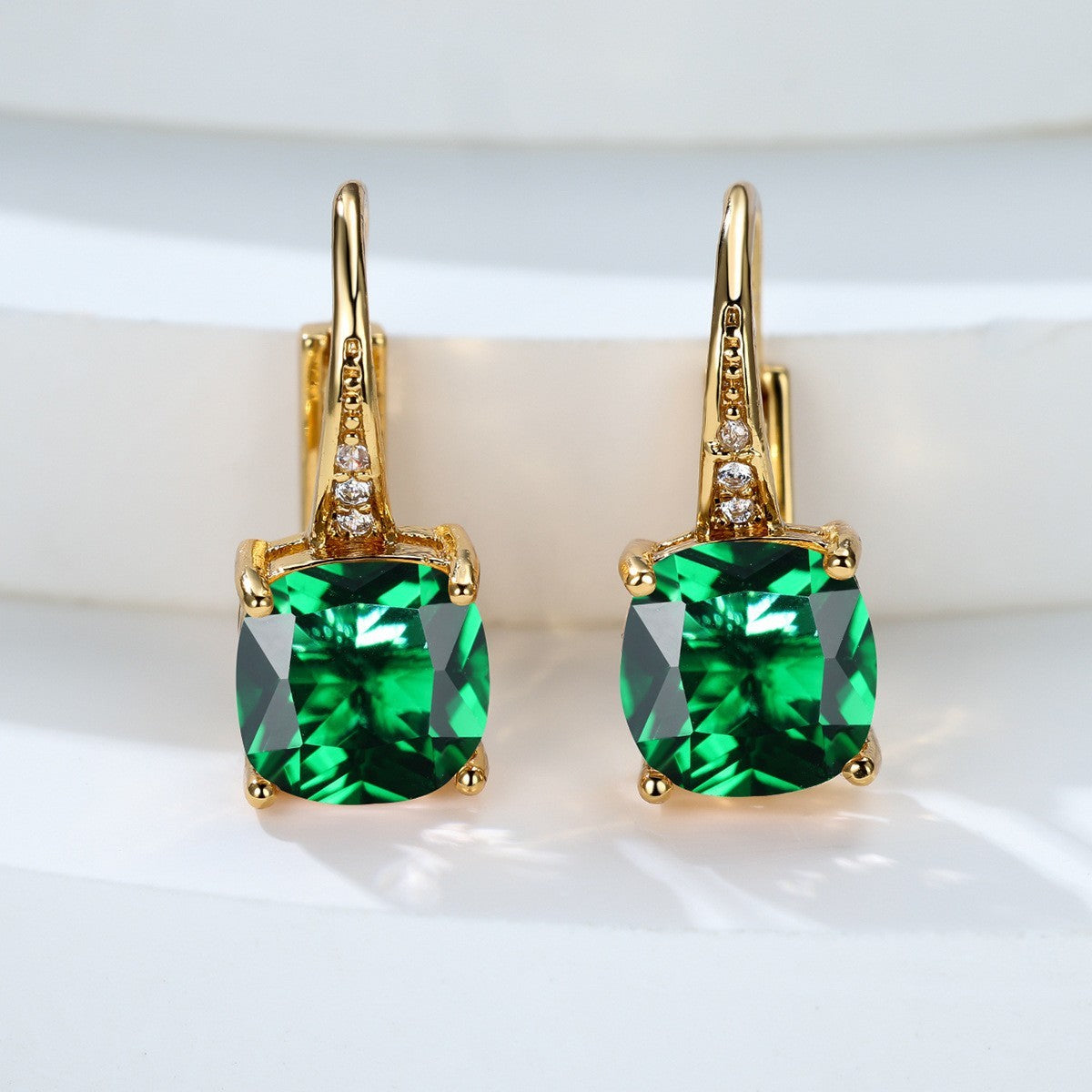Square Zircon Inlaid Ear Hook – Korean Style Fashion, Versatile Design