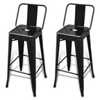 Bar Stool Set of 2 Black Steel Tall Footrest Bar Stool