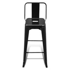 Bar Stool Set of 2 Black Steel Tall Footrest Bar Stool