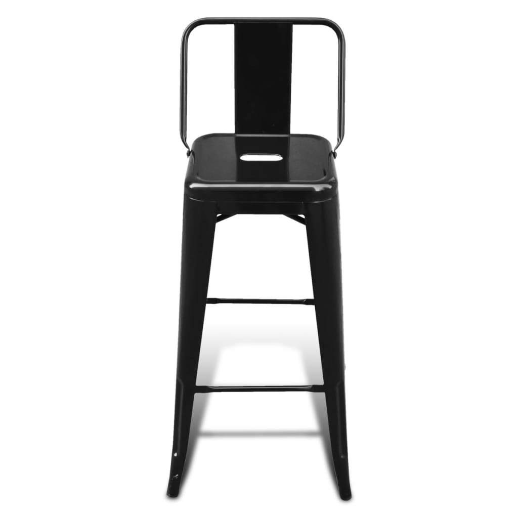 Bar Stool Set of 2 Black Steel Tall Footrest Bar Stool