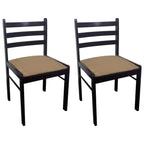 Chair Set of 2 Brown Rubberwood Standard Sturdy Chair