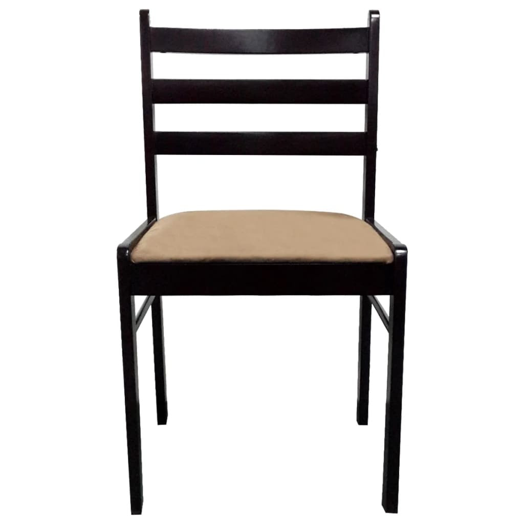 Chair Set of 2 Brown Rubberwood Standard Sturdy Chair