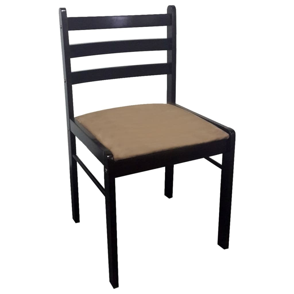 Chair Set of 2 Brown Rubberwood Standard Sturdy Chair