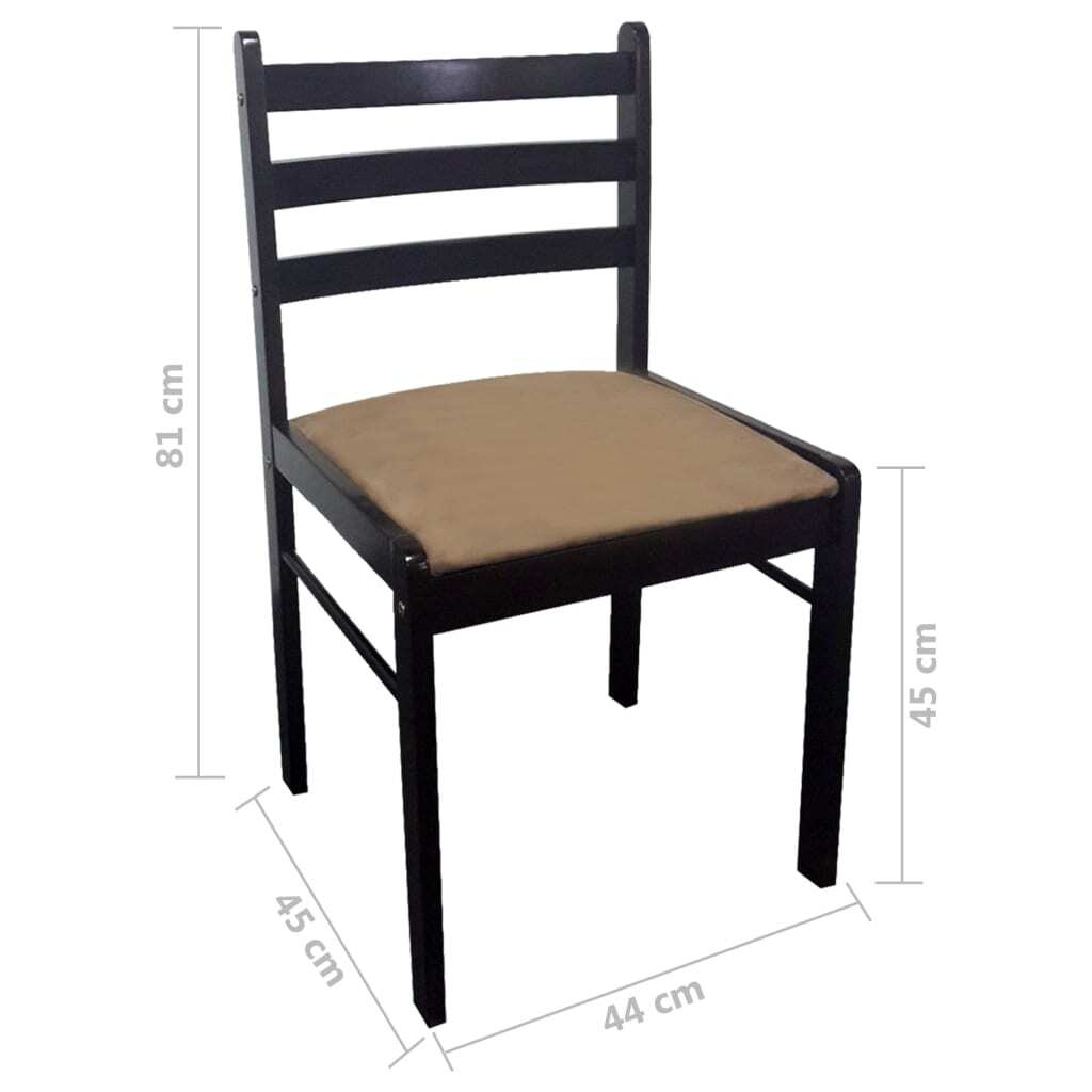 Chair Set of 2 Brown Rubberwood Standard Sturdy Chair