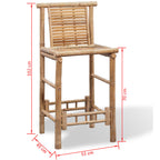 Counter Stools Set of 2 Bamboo Standard Durable Bar Stool