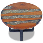 Coffee Table Multicolor Solid Teak Wood, Mango Wood, Resin Medium