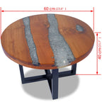 Coffee Table Multicolor Solid Teak Wood, Mango Wood, Resin Medium