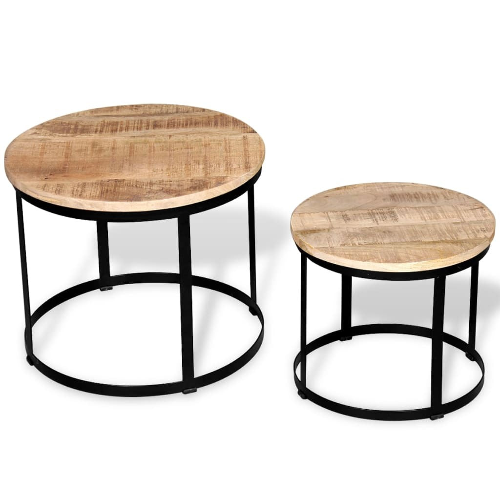 Coffee Table Brown and black Solid rough mango wood and iron