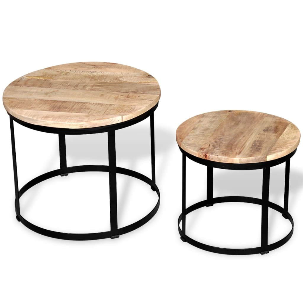 Coffee Table Brown and black Solid rough mango wood and iron