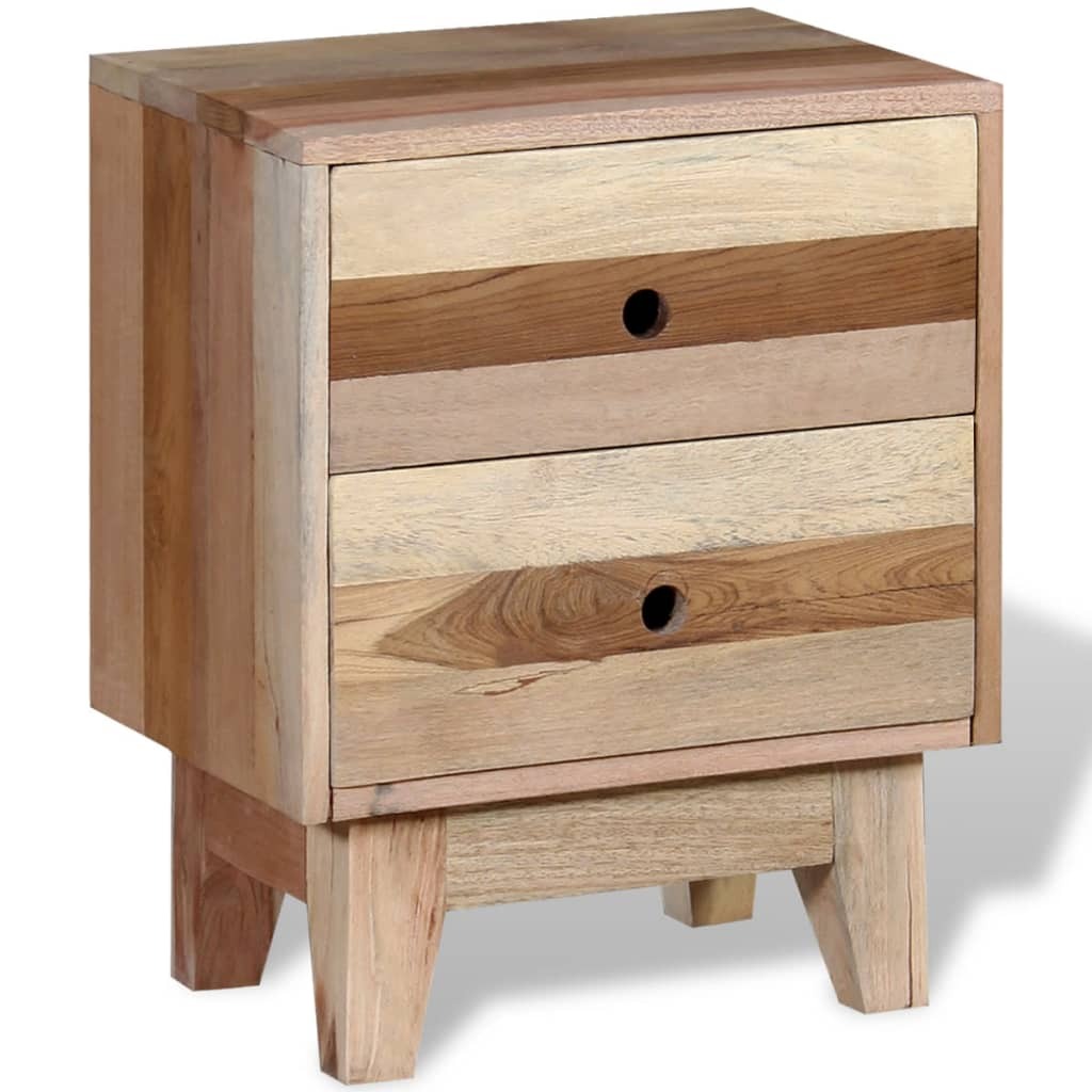Bedside Cabinet Beige Solid reclaimed wood Small Storage