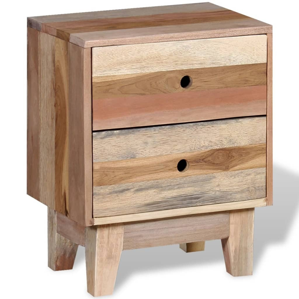 Bedside Cabinet Beige Solid reclaimed wood Small Storage