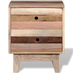 Bedside Cabinet Beige Solid reclaimed wood Small Storage