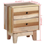 Bedside Cabinet Beige Solid reclaimed wood Small Storage