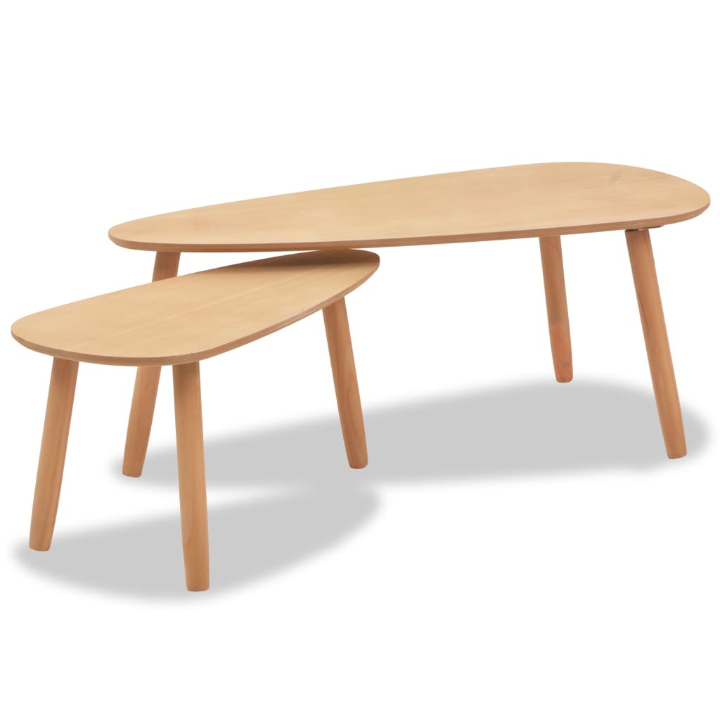 Coffee Table Set of 2 Brown Solid pine wood, MDF Two-piece set