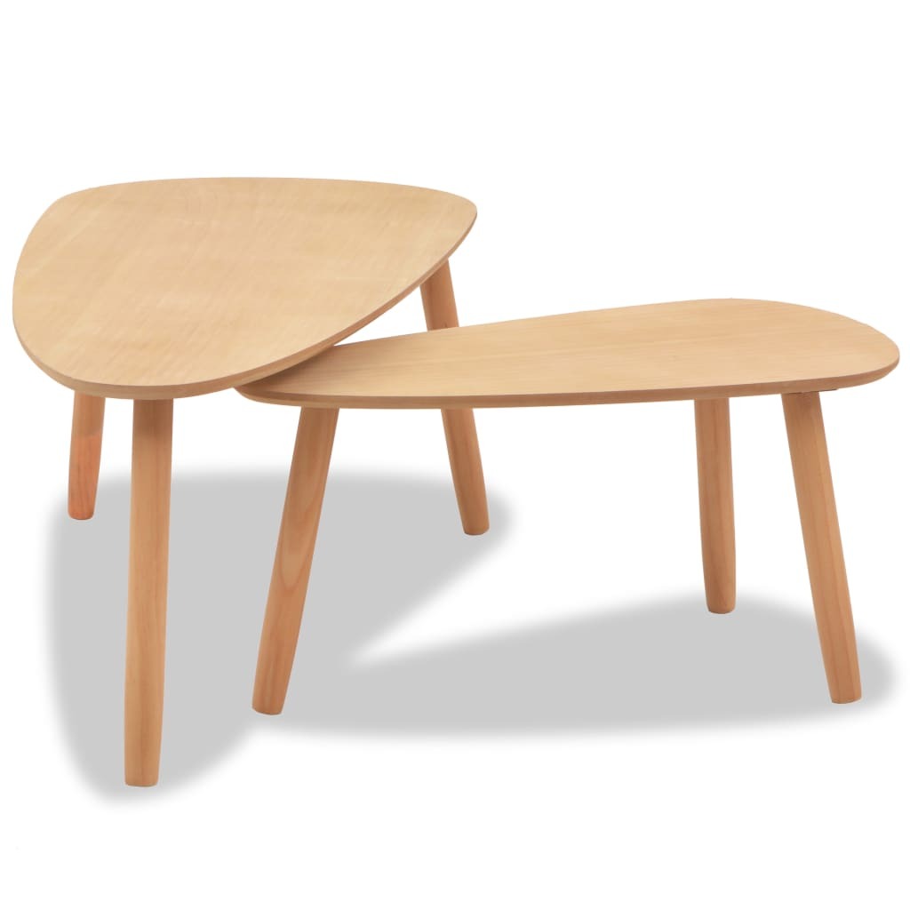 Coffee Table Set of 2 Brown Solid pine wood, MDF Two-piece set