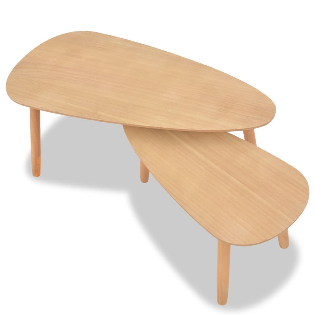 Coffee Table Set of 2 Brown Solid pine wood, MDF Two-piece set